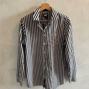 Lands' End - Dark Gray and White Striped  Shirt - Size 6/8